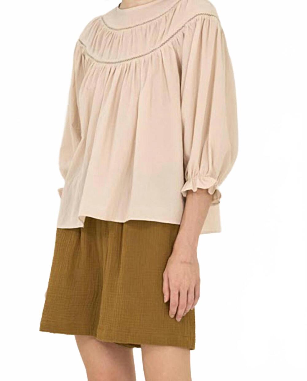 NEW LEGEND OR LIES lace trim mixed blouse in ecru